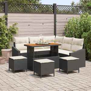 vidaXL Set de canapele pentru grădină cu pernă 9 pcs Negru Rattan poli imagine