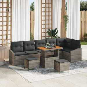 vidaXL Set de canapele pentru grădină cu pernă 9 pcs Gri Rattan poli imagine