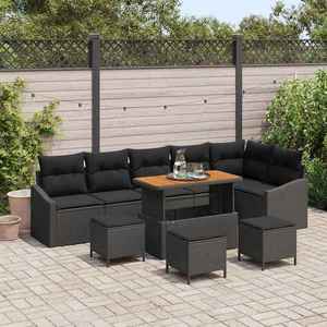 vidaXL Set de canapele pentru grădină 10 pcs Negru Rattan poli imagine