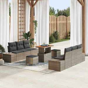 vidaXL Set de canapele pentru grădină cu pernă 9 pcs Gri Rattan poli imagine