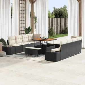 vidaXL Set de canapele pentru grădină 11 pcs Negru Rattan poli imagine