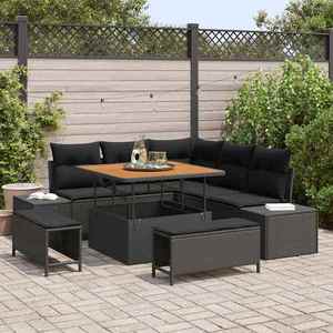 vidaXL Set de canapele pentru grădină cu pernă 8 pcs Negru Rattan poli imagine