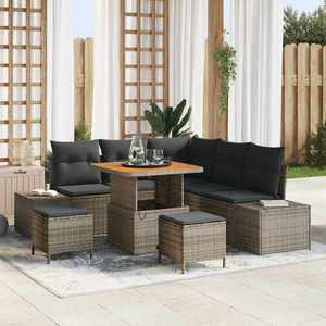 vidaXL Set de canapele pentru grădină cu pernă 8 pcs Gri Rattan poli imagine