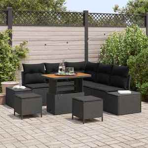 vidaXL Set de canapele pentru grădină cu pernă 8 pcs Negru Rattan poli imagine