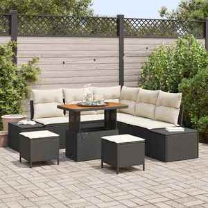vidaXL Set de canapele pentru grădină cu pernă 8 pcs Negru Rattan poli imagine