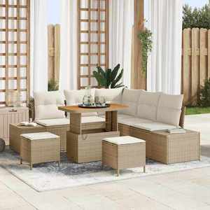 vidaXL Set de canapele pentru grădină cu pernă 8 pcs Bej Rattan poli imagine