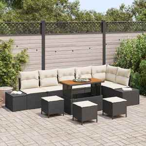 vidaXL Set de canapele pentru grădină 10 pcs Negru Rattan poli imagine