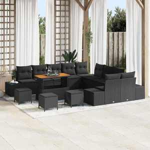 vidaXL Set de canapele pentru grădină 14 pcs Negru Rattan poli imagine