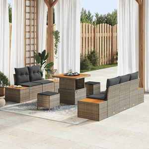 vidaXL Set de canapele pentru grădină cu pernă 8 pcs Gri Rattan poli imagine