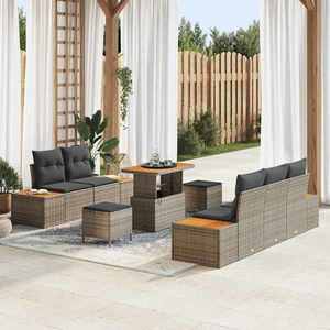 vidaXL Set de canapele pentru grădină cu pernă 8 pcs Gri Rattan poli imagine
