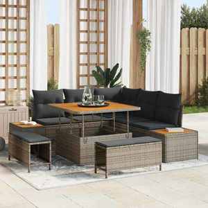 vidaXL Set de canapele pentru grădină cu pernă 8 pcs Gri Rattan poli imagine