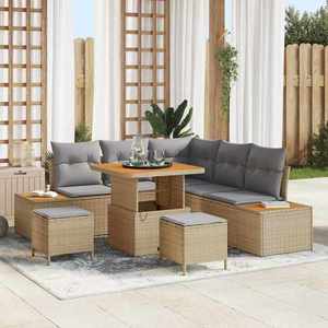 vidaXL Set de canapele pentru grădină cu pernă 8 pcs Bej Rattan poli imagine