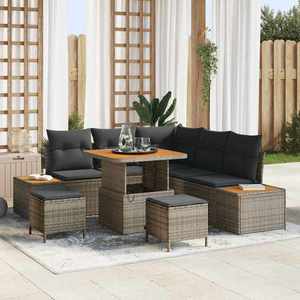 vidaXL Set de canapele pentru grădină cu pernă 8 pcs Gri Rattan poli imagine