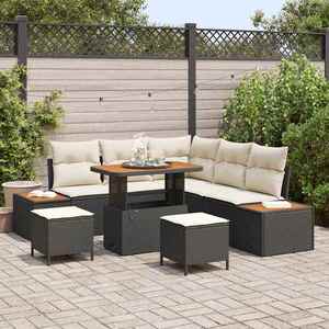 vidaXL Set de canapele pentru grădină cu pernă 8 pcs Negru Rattan poli imagine