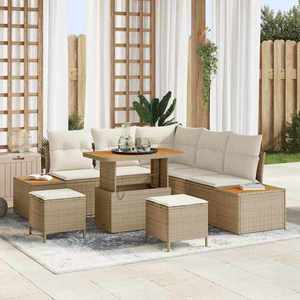 vidaXL Set de canapele pentru grădină cu pernă 8 pcs Bej Rattan poli imagine
