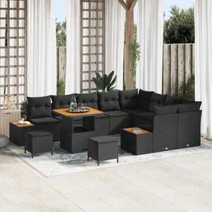 vidaXL Set de canapele pentru grădină 12 pcs Negru Rattan poli imagine