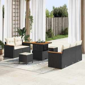 vidaXL Set de canapele pentru grădină cu pernă 8 pcs Negru Rattan poli imagine