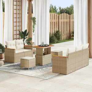 vidaXL Set de canapele pentru grădină cu pernă 8 pcs Bej Rattan poli imagine