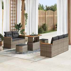 vidaXL Set de canapele pentru grădină cu pernă 8 pcs Gri Rattan poli imagine
