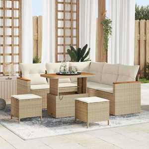 vidaXL Set de canapele pentru grădină cu pernă 8 pcs Bej Rattan poli imagine
