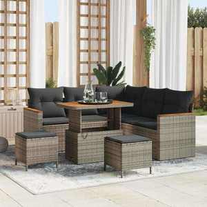 vidaXL Set de canapele pentru grădină cu pernă 8 pcs Gri Rattan poli imagine