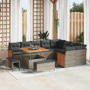 vidaXL Set de canapele pentru grădină 12 pcs Gri 100 x 100 x 71 cm imagine