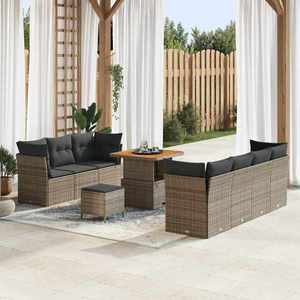 vidaXL Set de canapele pentru grădină cu pernă Manual 10 pcs Gri imagine