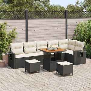 vidaXL Set de canapele pentru grădină 9 pcs Negru Rattan poli imagine