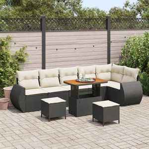vidaXL Set de canapele pentru grădină 9 pcs Negru și Crem Poli Rattan imagine