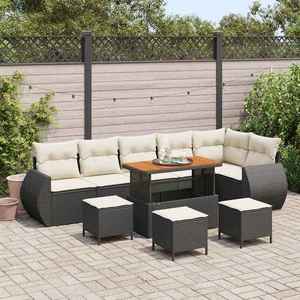 vidaXL Set de canapele pentru grădină 10 pcs Negru și Crem Poli Rattan imagine