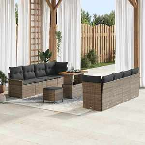 vidaXL Set de canapele pentru grădină cu pernă cu pernă 11 pcs Gri imagine