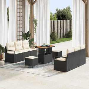 vidaXL Set de canapele pentru grădină 9 pcs Negru Rattan poli imagine