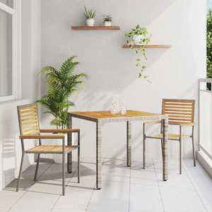 vidaXL Set de masă pentru grădină 3 pcs Gri poliratan imagine