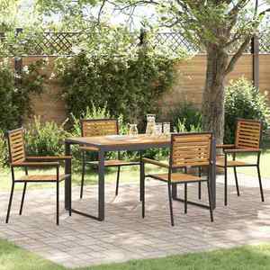 vidaXL Set de masă pentru grădină 5 pcs Negru și Lemn poliratan imagine