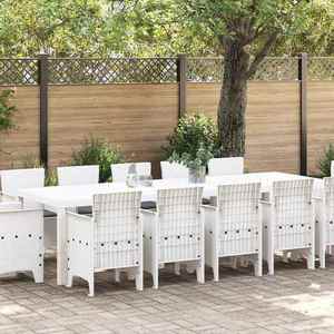 vidaXL Set de masă pentru grădină 13 pcs Alb Rattan sintetic și metal imagine