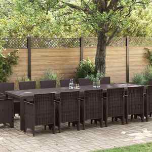 vidaXL Set de masă pentru grădină 15 pcs Maro Ratan Polt imagine