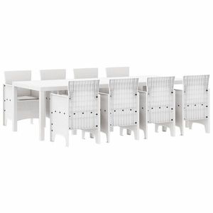 vidaXL Set de masă pentru grădină 9 pcs Alb Ratan Polt imagine