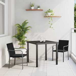 vidaXL Set de masă pentru grădină 3 pcs Negru Rattan poli imagine
