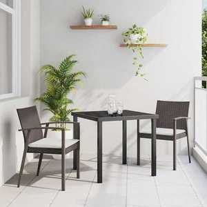 vidaXL Set de masă pentru grădină 3 pcs Maro Rattan poli imagine