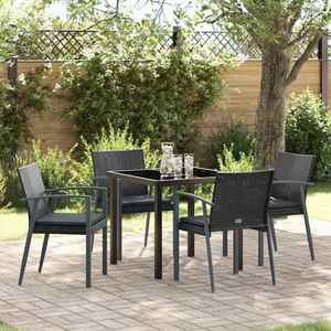 vidaXL Set de masă pentru grădină 5 pcs Negru Rattan poli imagine