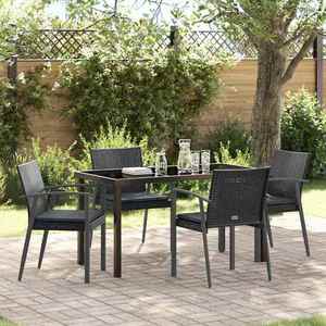 vidaXL Set de masă pentru grădină 5 pcs Negru Rattan poli imagine