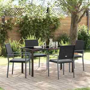 vidaXL Set de masă pentru grădină 5 pcs Negru Rattan poli imagine