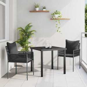 vidaXL Set de masă pentru grădină 3 pcs Negru Rattan poli imagine
