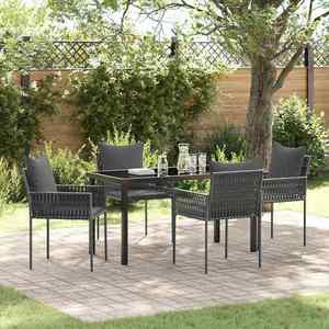 vidaXL Set de masă pentru grădină 5 pcs Negru Rattan poli imagine