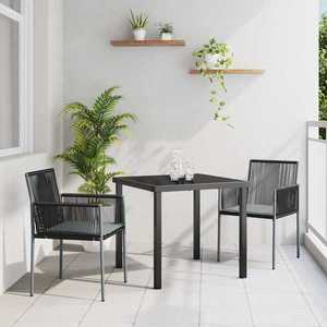 vidaXL Set de masă pentru grădină 3 pcs Negru Rattan poli imagine
