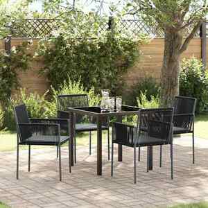 vidaXL Set de masă pentru grădină 5 pcs Negru Rattan poli imagine