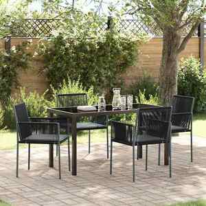 vidaXL Set de masă pentru grădină 5 pcs Negru Rattan poli imagine