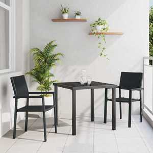 vidaXL Set de masă pentru grădină 3 pcs Negru Rattan poli imagine