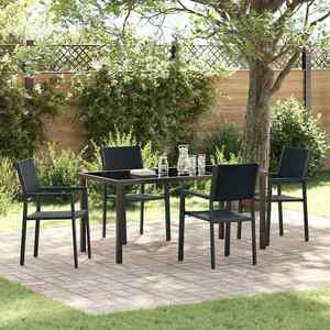 vidaXL Set de masă pentru grădină 5 pcs Negru Rattan poli imagine