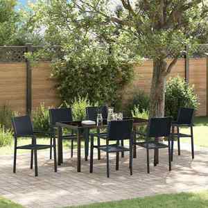 vidaXL Set de masă pentru grădină 7 pcs Negru Rattan poli imagine